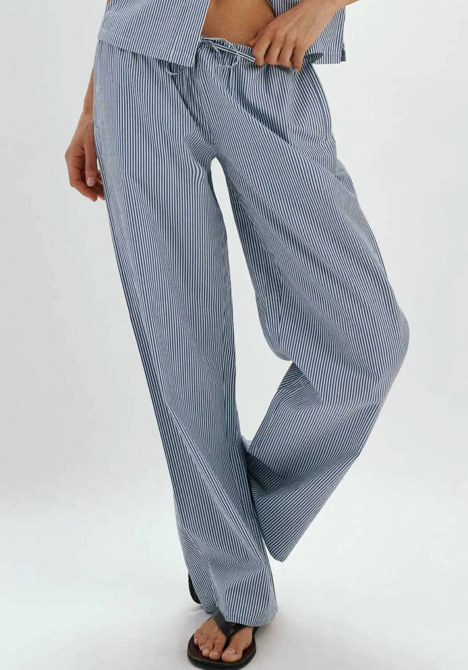 NEW SUZIE KONDI pan drawstring pants in navy stripe